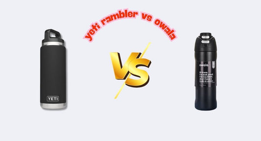 Side-by-side comparison of Yeti Rambler and Owala FreeSip bottles
